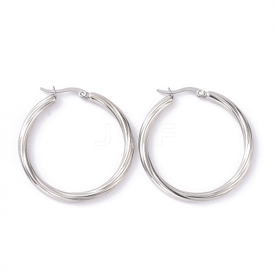 Non-Tarnish 304 Stainless Steel Hoop Earrings for Women Hand Polished EJEW-G298-06P-1