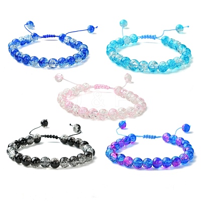 Glass Round Braided Bead Bracelets BJEW-JB09693-1