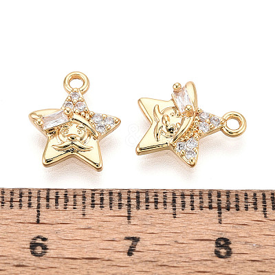 Brass Micro Pave Cubic Zirconia Charms KK-N263-143A-G-1