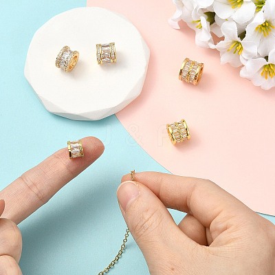 5Pcs 5 Styles Brass Micro Pave Cubic Zirconia European Beads KK-CJ0005-77-1