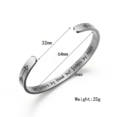 Tarnish Resistant 304 Stainless Steel Cuff Bangle for Women CR8784-5-1