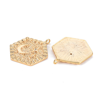 Brass Micro Pave Clear Cubic Zirconia Pendants KK-S356-555-NF-1