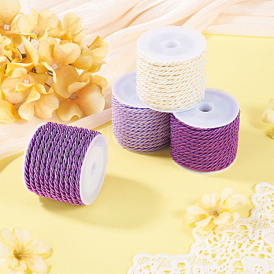 4 Rolls 4 Colors Round Polyester Cord OCOR-TA0003-88C-1