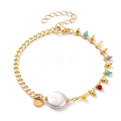 Natural Baroque Pearl Keshi Pearl Link Bracelets BJEW-JB05803-05-1
