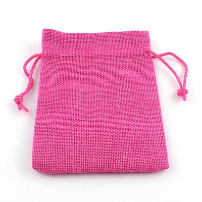 Polyester Imitation Burlap Packing Pouches Drawstring Bags ABAG-R005-18x13-M-1