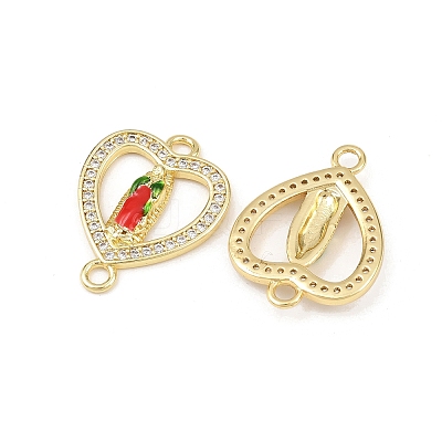 Brass Micro Pave Clear Cubic Zirconia Virgin Mary Connector Charms KK-L251-20G-01-1