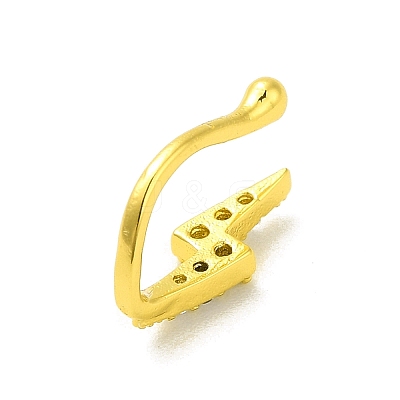 Clear Cubic Zirconia Lightning Bolt Clip on Nose Rings AJEW-F059-06G-1