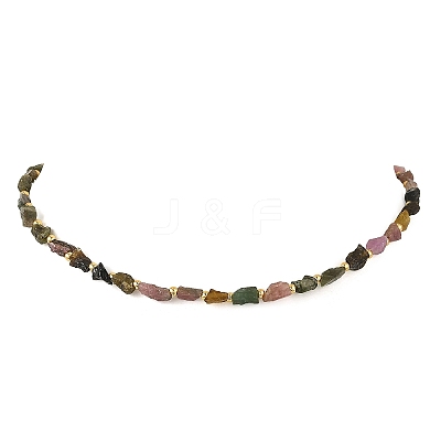 Natural Multicolor Tourmaline Beads Beaded Necklaces NJEW-JN06615-1