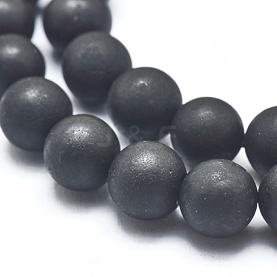 Natural Shungite Beads Strands G-F675-04-8mm-1