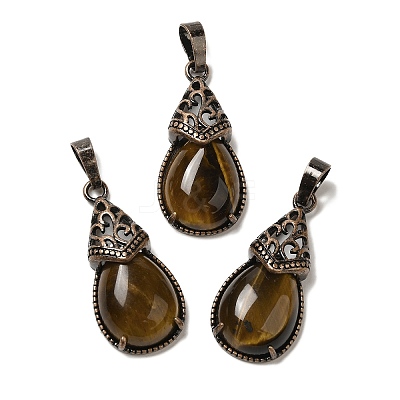 Natural Tiger Eye Pendants G-H065-01R-16-1