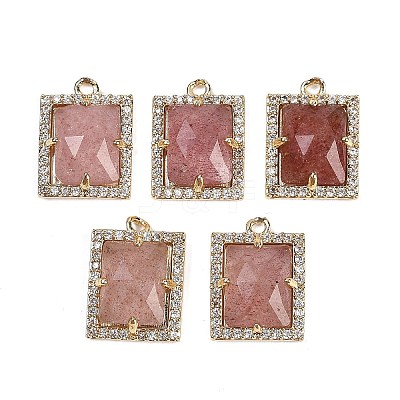 Natural Strawberry Quartz Faceted Rectangle Pendants G-I375-05G-06-1