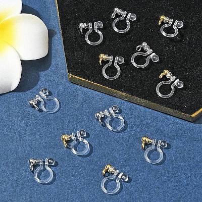 12Pcs 2 Colors 304 Stainless Steel and Plastic Clip-on Earring Findings KY-FS0001-28-1