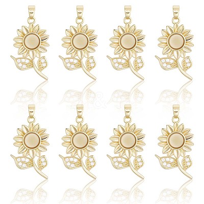 8Pcs Brass Micro Pave Cubic Zirconia with Resin Pendants KK-BBC0020-65-1