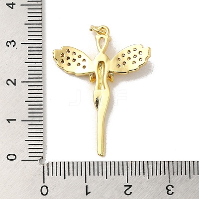 Rack Plating Brass Micro Pave Cubic Zirconia Pendants KK-P241-25G-1