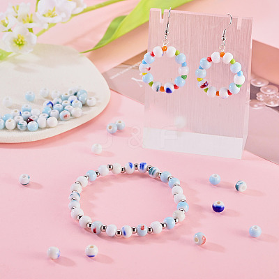 50Pcs 5 Colors Handmade Porcelain Beads PORC-TADJ0001-06A-1