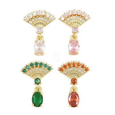 Brass Micro Pave Cubic Zirconia Pendants KK-K340-53G-1