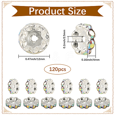 120Pcs Brass Rhinestone Spacer Beads RB-PA0001-03S-02-1
