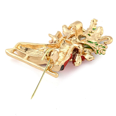 Christmas Theme Golden Zinc Alloy with Rhinestone Brooches JEWB-B018-01G-03-1