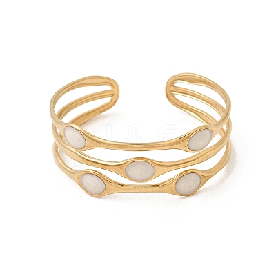 304 Stainless Steel Enamel Multi-layered Cuff Bangles for Women STAS-H259-07G-1