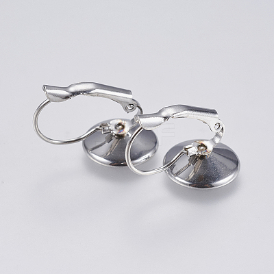 Tarnish Resistant 304 Stainless Steel Leverback Earring Settings STAS-F139-051P-12mm-1
