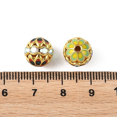 Brass & Alloy & Rhinestone Enamel Beads RB-CBA973B-11B-G-1