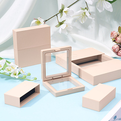3 Bags 3 Styles Square Transparent PE Thin Film Suspension Jewelry Display Box CON-TA0001-38D-1