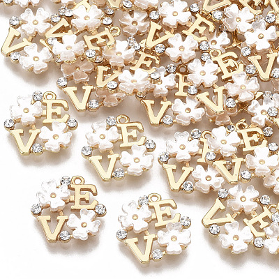 Brass Cubic Zirconia Charms KK-T055-014G-NF-1