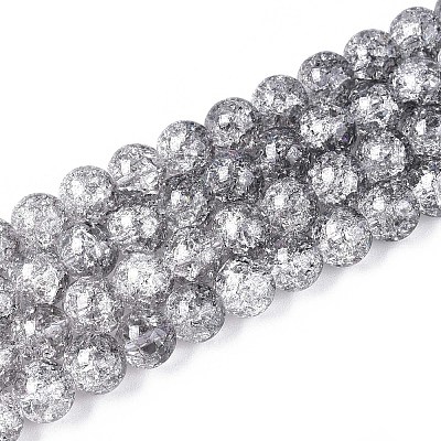 Spray Painted Crackle Glass Beads Strands DGLA-C002-8mm-02-1