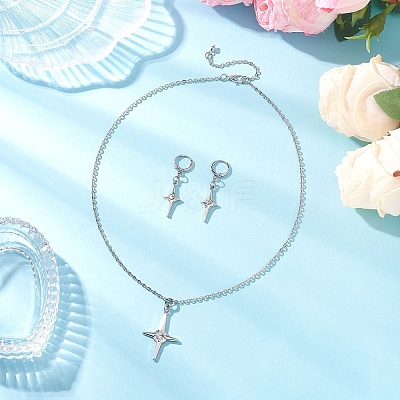 Star Alloy Rhinestone Earring & Necklaces Sets for Women SJEW-JS01359-1