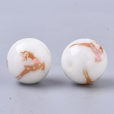 Christmas Opaque Glass Beads EGLA-R113-03A-1