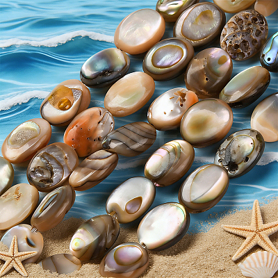 2 Strands Natural Paua Shell Beads Strands BSHE-PA0001-09-1