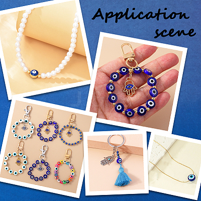 Handmade Evil Eye Lampwork Beads Strands LAMP-PA0001-50B-1