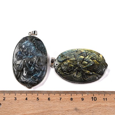 Natural Labradorite Carved Goddess Big Pendants G-B085-09P-1