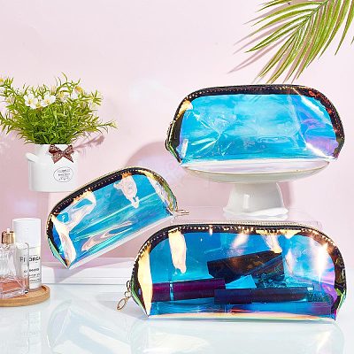 3Pcs 3 Style Laser Portable TPU Transparent Waterpoof Makeup Storage Bag MRMJ-CP0001-16-1