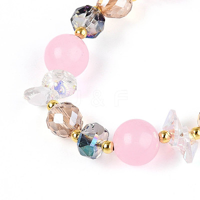 Natural Chalcedony and Glass Beads Charm Bracelets BJEW-T022-14E-1