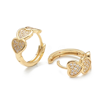 Brass Micro Pave Clear Cubic Zirconia Huggie Hoop Earrings EJEW-A058-15G-1