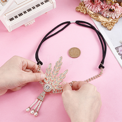 1Pc Zinc Alloy Rhinestone Headbands OHAR-HY0001-03G-1