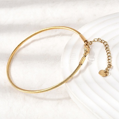 304 Stainless Steel Cable Wire Bangles for Women BJEW-P394-03G-1