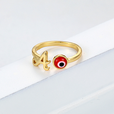 Golden Brass Letter A Open Cuff Rings NE2200-2-1