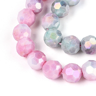 Anti-Tarnish Electroplate Glass Beads Strands EGLA-T021-8mm-15-06-1