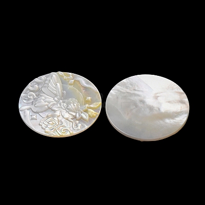 Natural White Shell Carved Cabochons SHEL-G024-01C-1