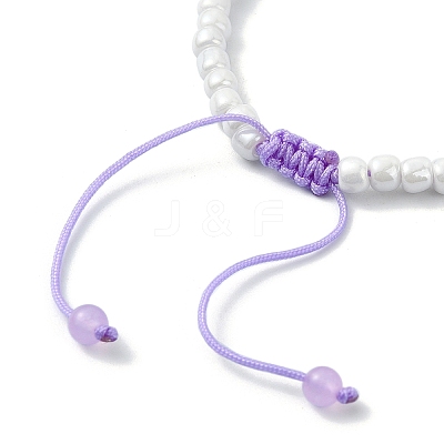 Glass Imitation Pearl Braided Bead Bracelets BJEW-JB09989-1