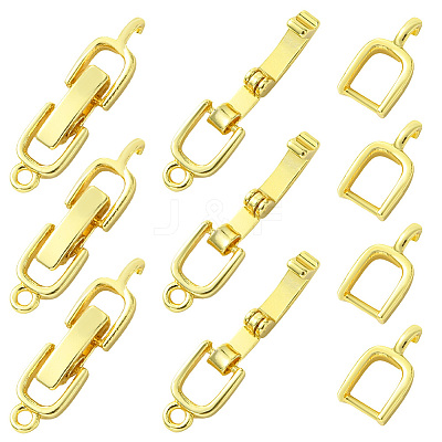 10Pcs Rack Plating Brass Fold Over Clasps KK-SC0006-67G-1