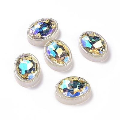 Rainbow Iridescent Plating Acrylic Cabochons OACR-E011-01-1