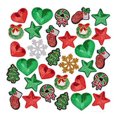 Christmas Theme Computerized Embroidery Polyester Iron On/Sew On Patches DIY-PH0023-25-1