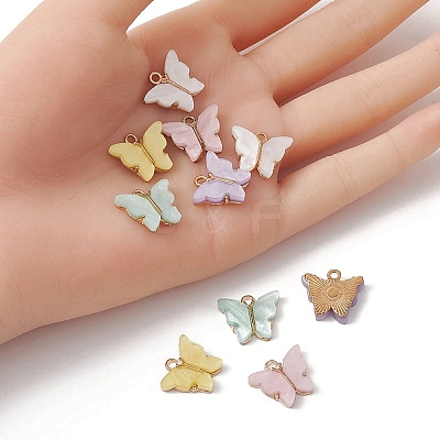 10Pcs 5 Colors Alloy Acrylic Pendants ENAM-YW0003-21-1