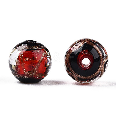 Handmade Gold Sand Lampwork Beads LAMP-T019-14mm-03-1