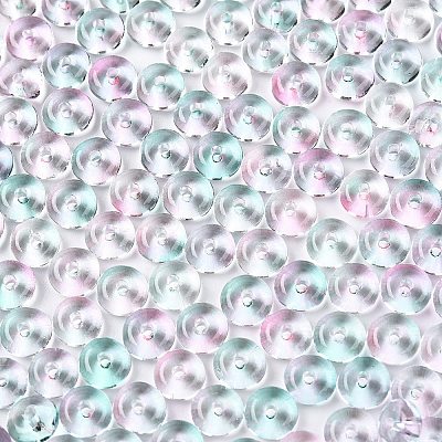 Spray Painted Transparent Glass Seed Beads SEED-T007-05E-1