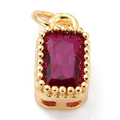 Real 18K Gold Plated Brass Inlaid Cubic Zirconia Charms ZIRC-L100-075G-04-1