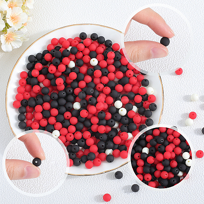 500Pcs Rubberized Style Imitated Silicone Acrylic Beads MACR-SP0001-07B-1
